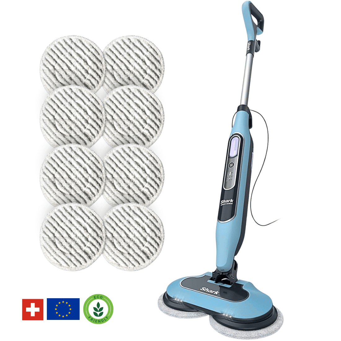 Shark® Dampf- & Scheuermopp – All-in-One mit LED, XL-Tank & 8 Pads